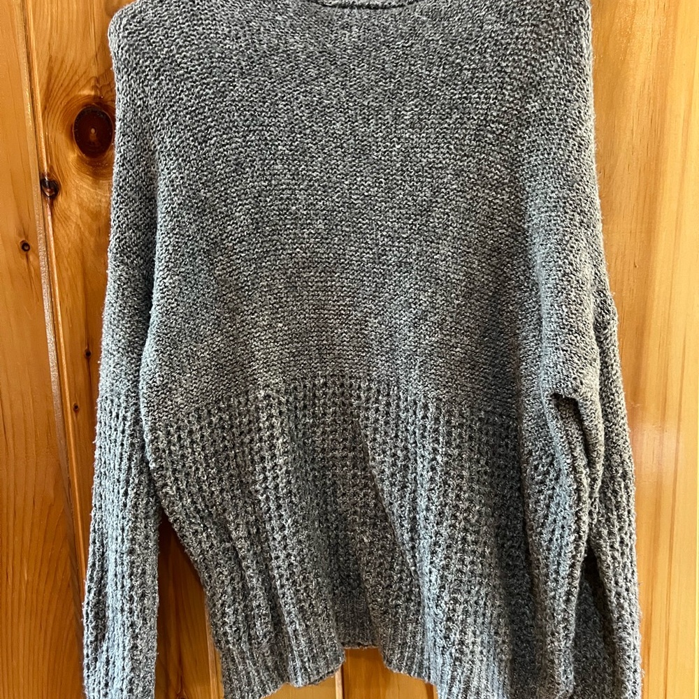 Style & Co. Gray Chunky Knit Crewneck Sweater